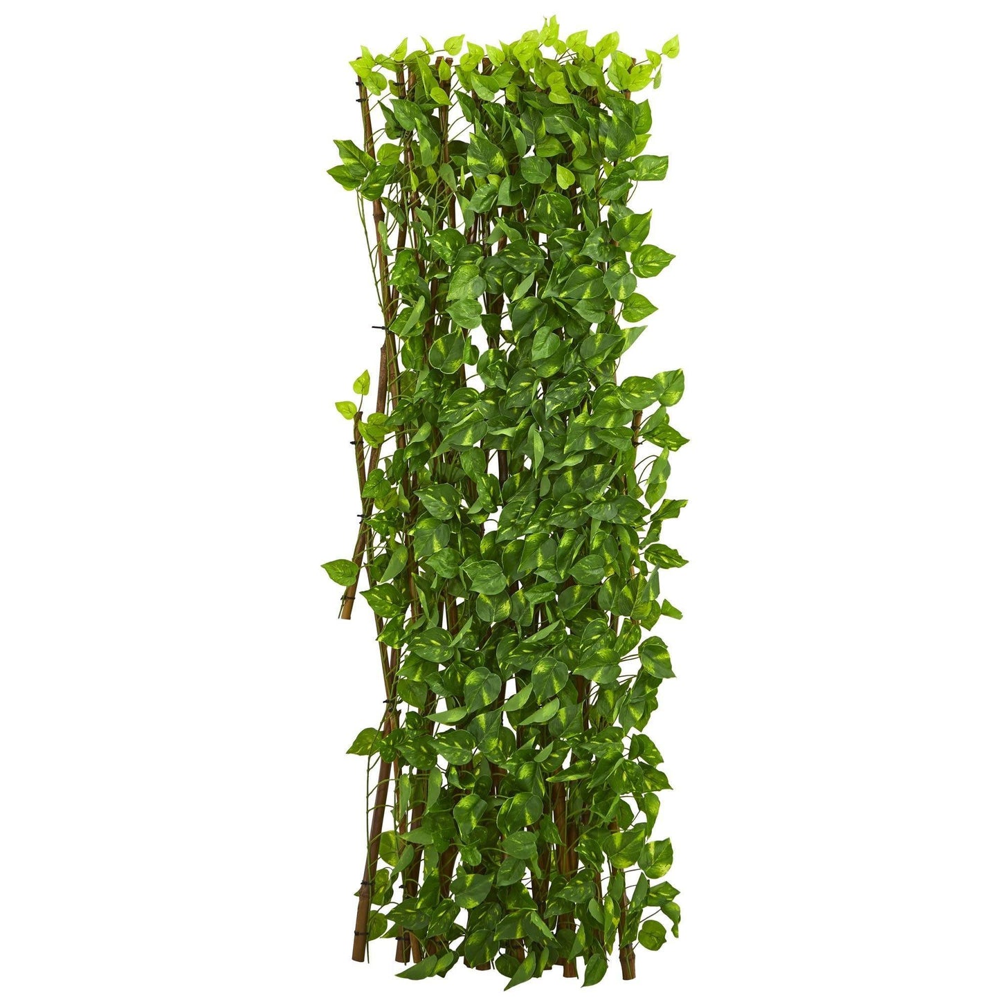 Nearly Natural 47in Pothos Expandable Privacy Trellis with green leaves on brown stakes on Tampa Home & Garden Store