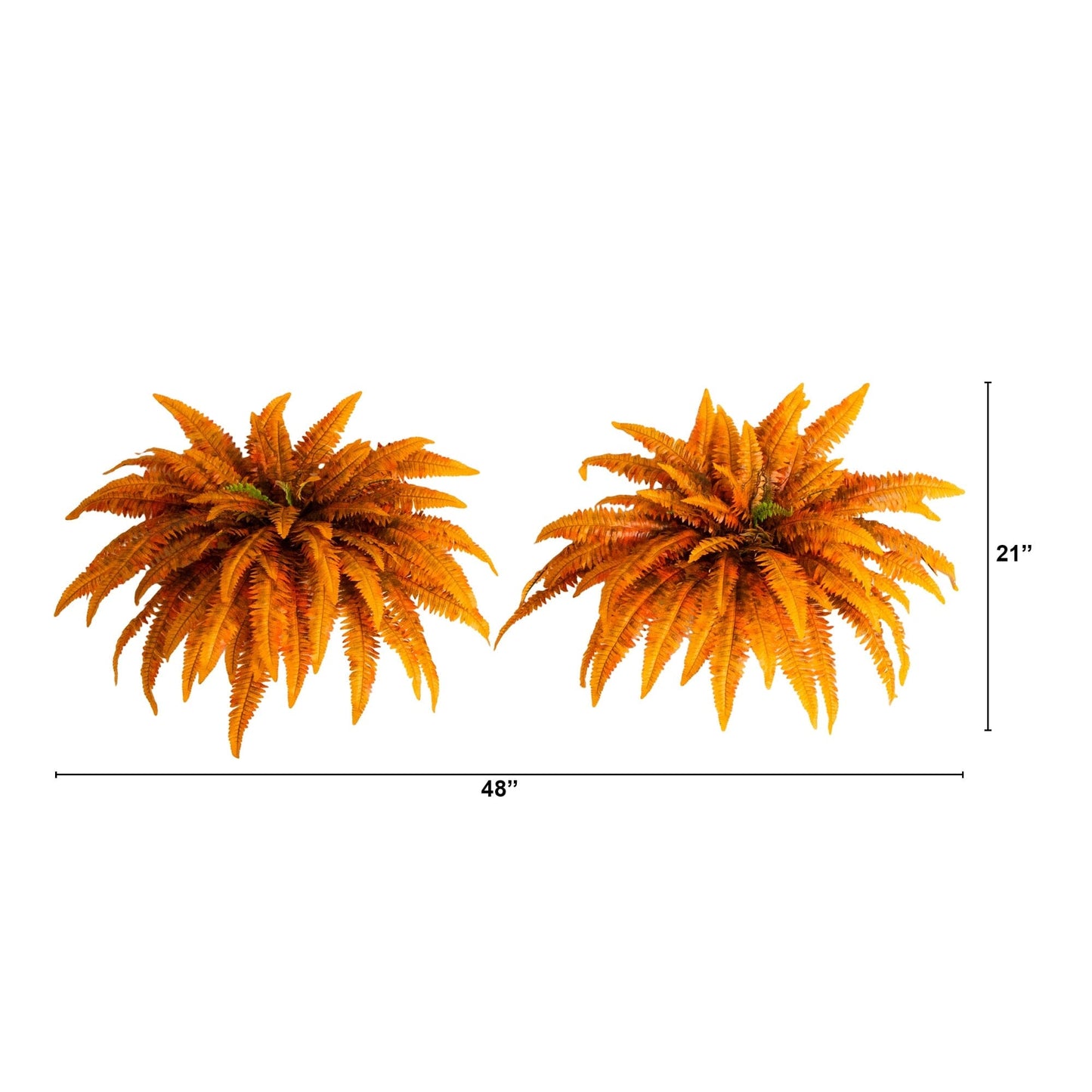 Artificial 48in Autumn Boston Ferns, set of 2, orange foliage, Nearly Natural on Tampa Home & Garden Store