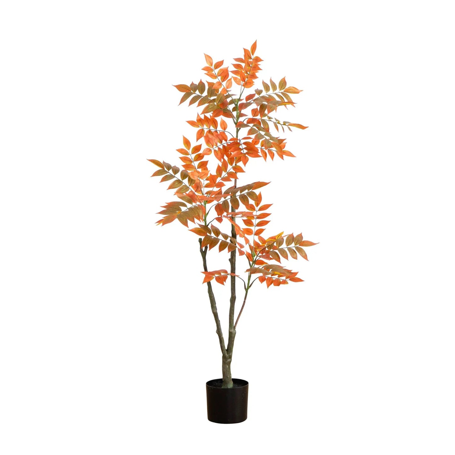 4 ft Autumn Sumac artificial tree with orange leaves in brown pot on Tampa Home & Garden Store
