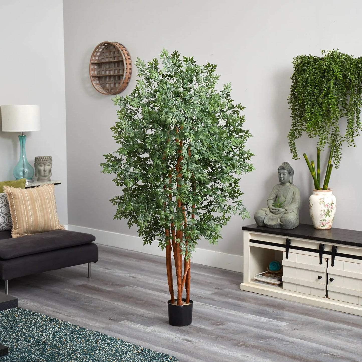 Aralia artificial tree for indoor privacy by Nearly Natural, 5 ft tall with green foliage on Tampa Home & Garden Store