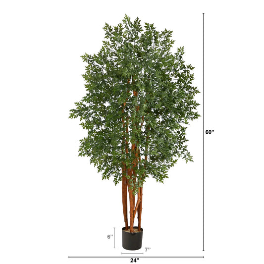 Aralia artificial tree for privacy with green foliage in a black planter by Nearly Natural on Tampa Home & Garden Store
