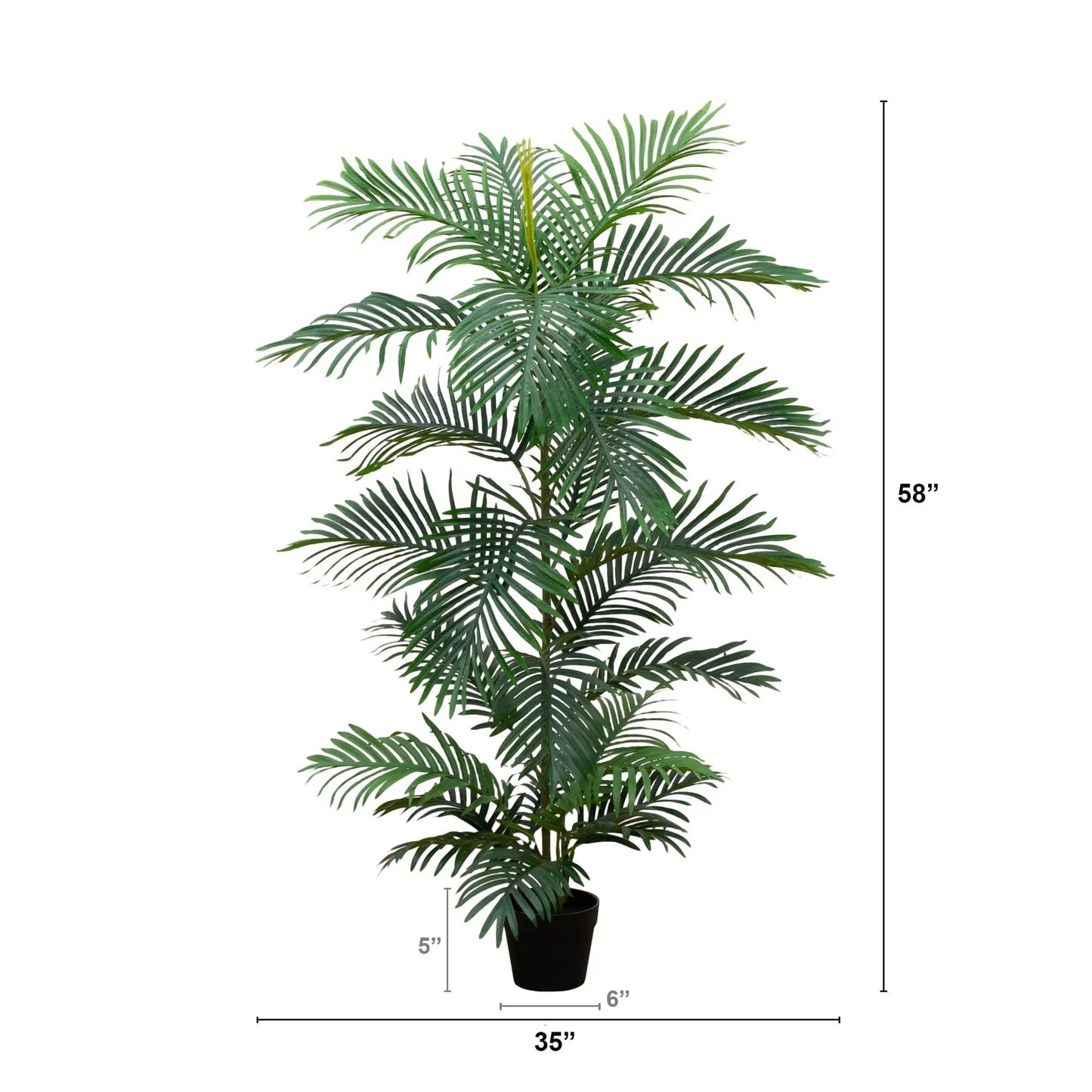 5 ft Areca palm artificial tree by Nearly Natural in black pot for indoor outdoor use on Tampa Home & Garden Store