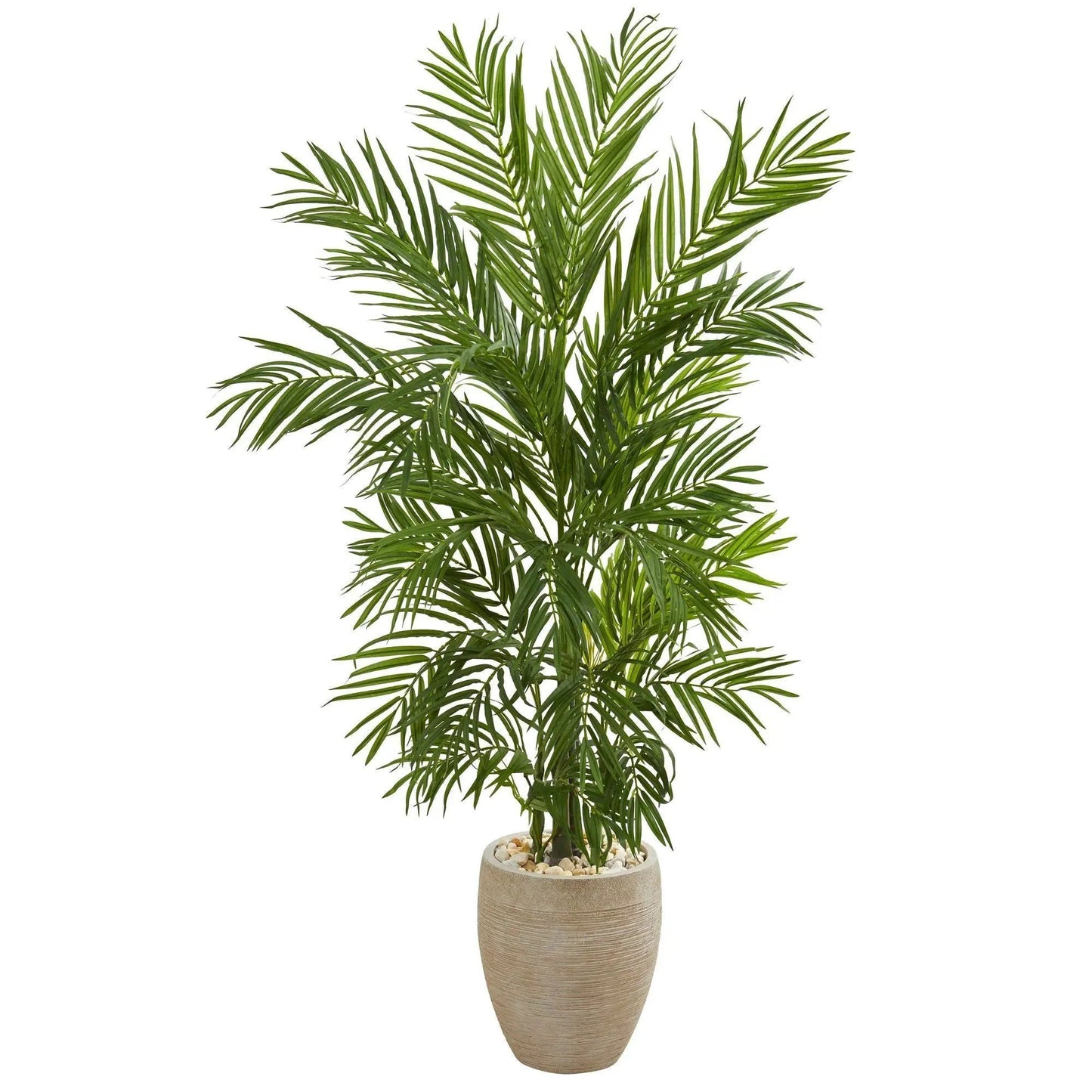 Areca Palm Artificial Tree in sand-colored planter with decorative pebbles Nearly Natural on Tampa Home & Garden Store