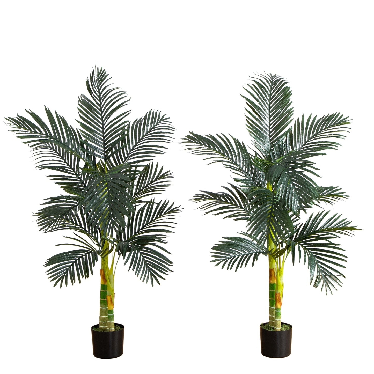 Palmera de caña dorada artificial de 1,5 m con doble tronco - Juego de 2