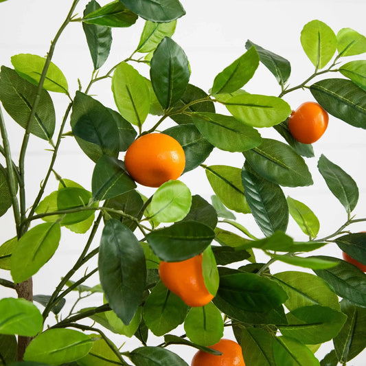 Artificial Tangerine Tree, 5 ft, Nearly Natural, lush green leaves with bright orange fruit for home decor on Tampa Home & Garden Store