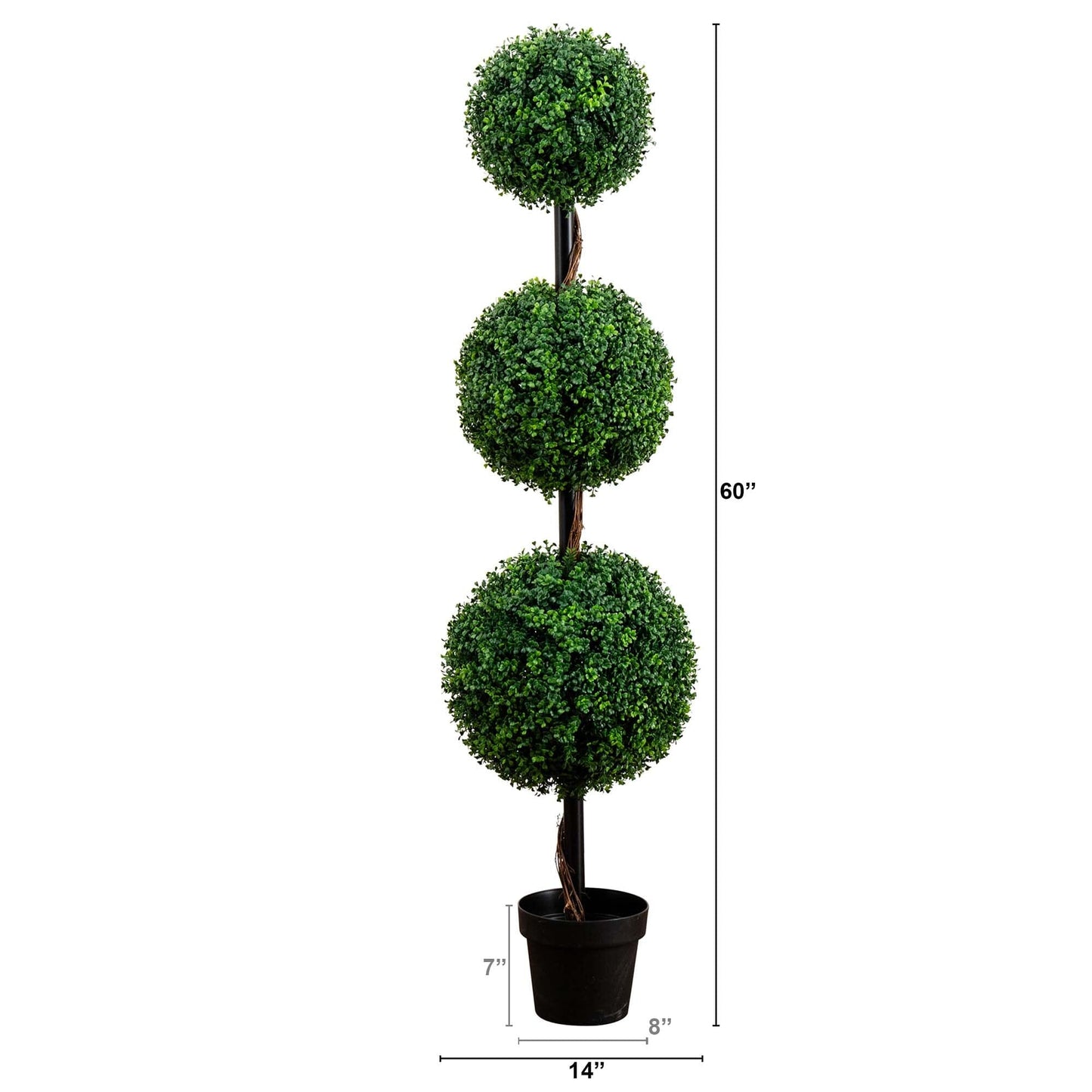 Árbol Topiario de Boj de Triple Bola Artificial de 5’ (Interior/Exterior)