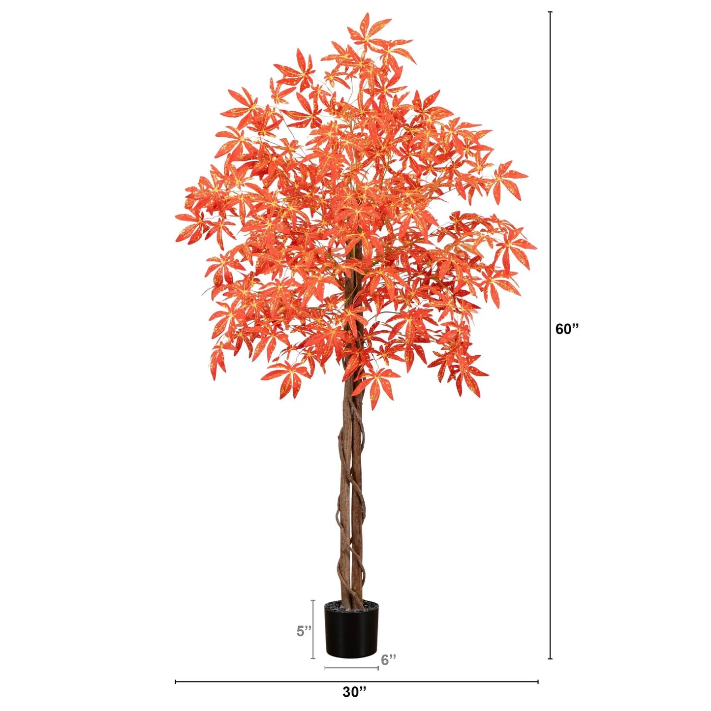 Autumn Vibrant Maple Artificial Fall Tree by Nearly Natural 60in red maple leaves in pot on Tampa Home & Garden Store