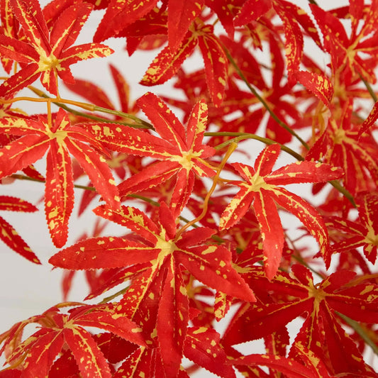 Autumn Vibrant Maple Artificial Fall Tree with red leaves and yellow speckles, 5 ft on Tampa Home & Garden Store