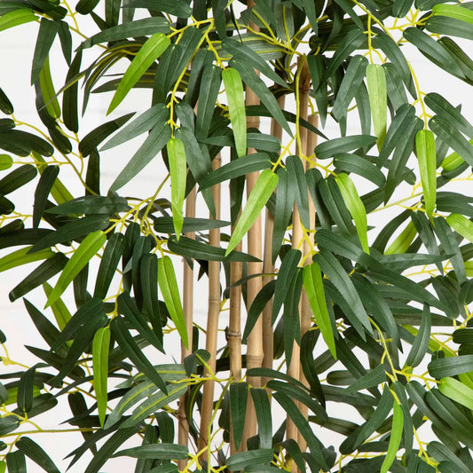 Five Foot Bamboo Tree in Gray Cylinder Planter by Nearly Natural with green leaves on Tampa Home & Garden Store