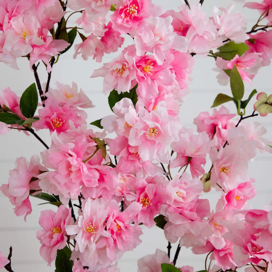 Five Foot Cherry Blossom Artificial Tree by Nearly Natural with pink blossoms on twig branches on Tampa Home & Garden Store