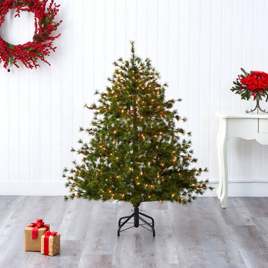 Colorado Mountain Pine artificial Christmas tree by Nearly Natural, 5 ft, prelit lights on Tampa Home & Garden Store