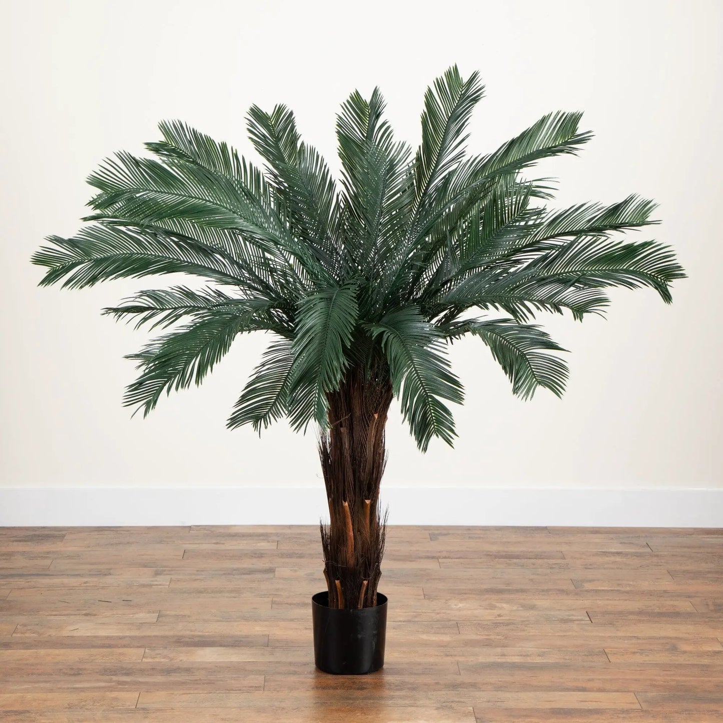 5 ft Cycas Tree, Nearly Natural, in black planter, UV resistant indoor/outdoor artificial plant on Tampa Home & Garden Store