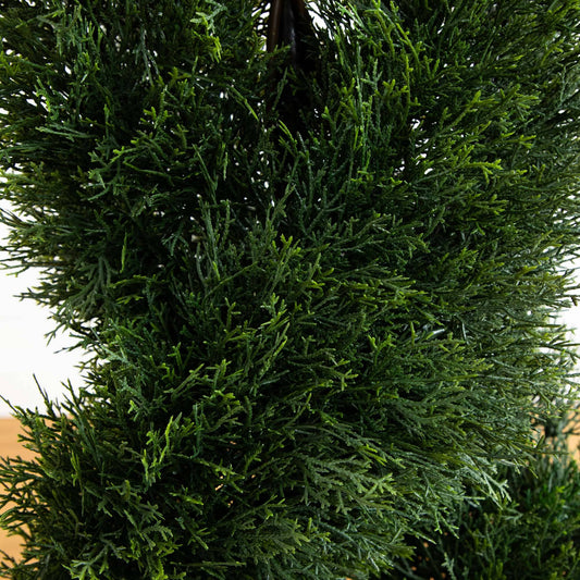 5’ Double Cypress Spiral Topiary Artificial Tree in Black Planter (Indoor/Outdoor) - Tampa Home & Garden Store