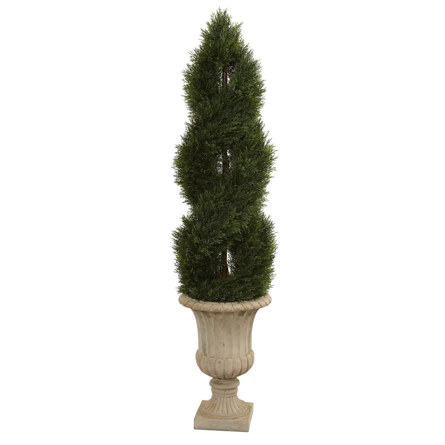 5 ft Nearly Natural double-spiral topiary in a decorative urn, UV resistant indoor/outdoor on Tampa Home & Garden Store