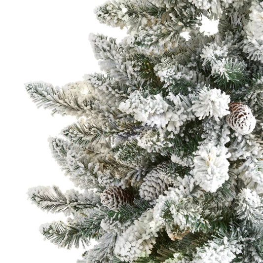 Flocked Livingston Fir Christmas tree with snow-covered needles and cones – Nearly Natural on Tampa Home & Garden Store