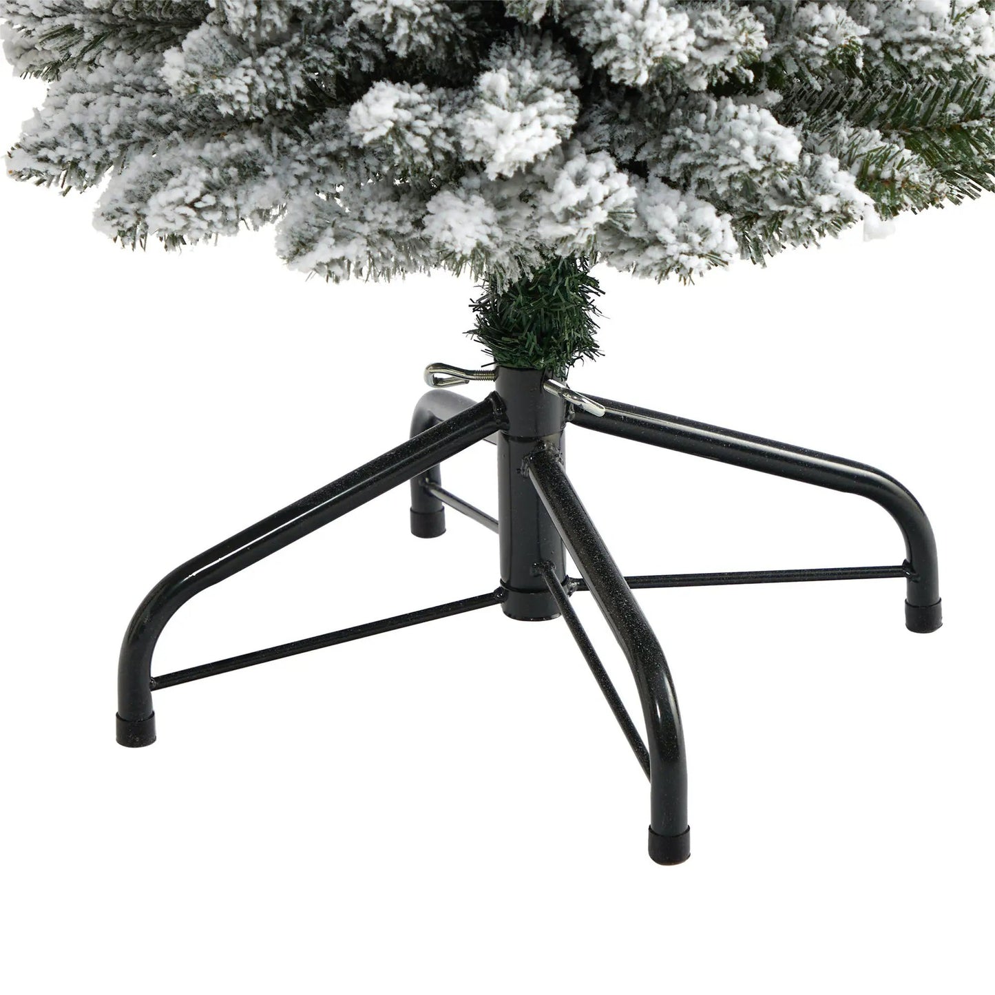 5 ft flocked pencil Christmas tree with 318 branches on black metal stand on Tampa Home & Garden Store