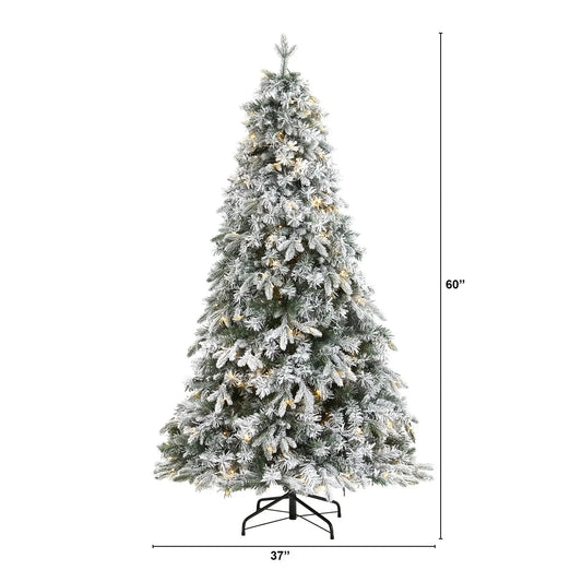 5' Flocked Vermont Mixed Pine Artificial Christmas Tree with 150 Clear LED Lights - Tampa Home & Garden Store
