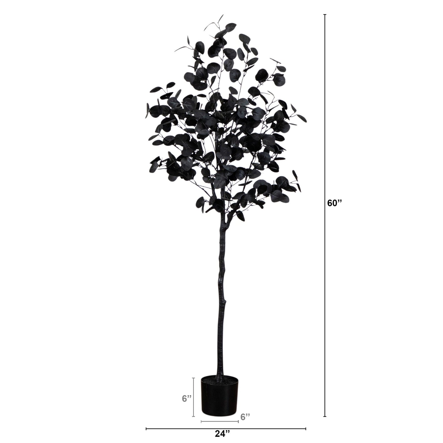 5 ft Nearly Natural artificial black eucalyptus tree in a black planter on Tampa Home & Garden Store