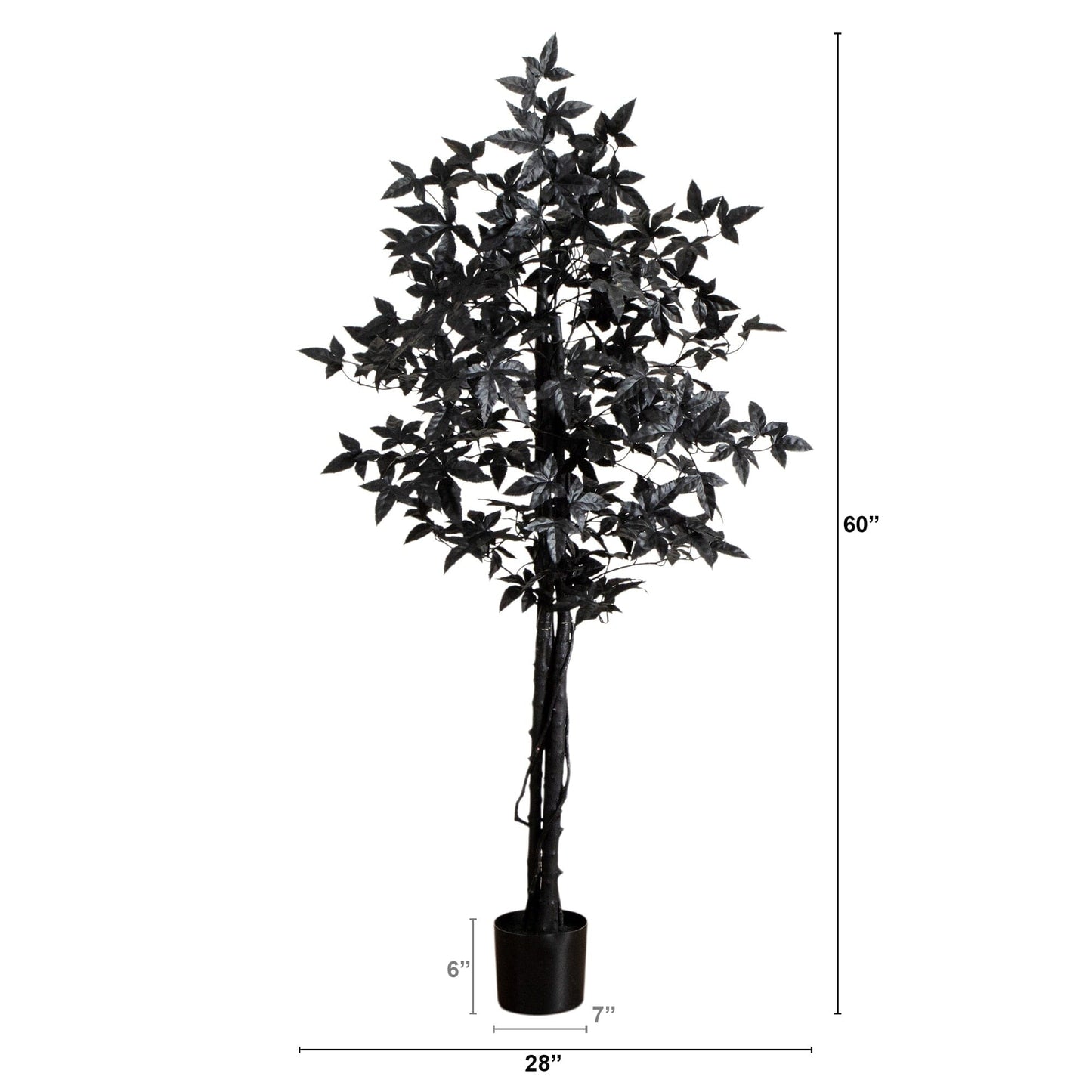 5 ft Nearly Natural Black Maple Tree with Natural Trunk, artificial tree with black leaves on Tampa Home & Garden Store