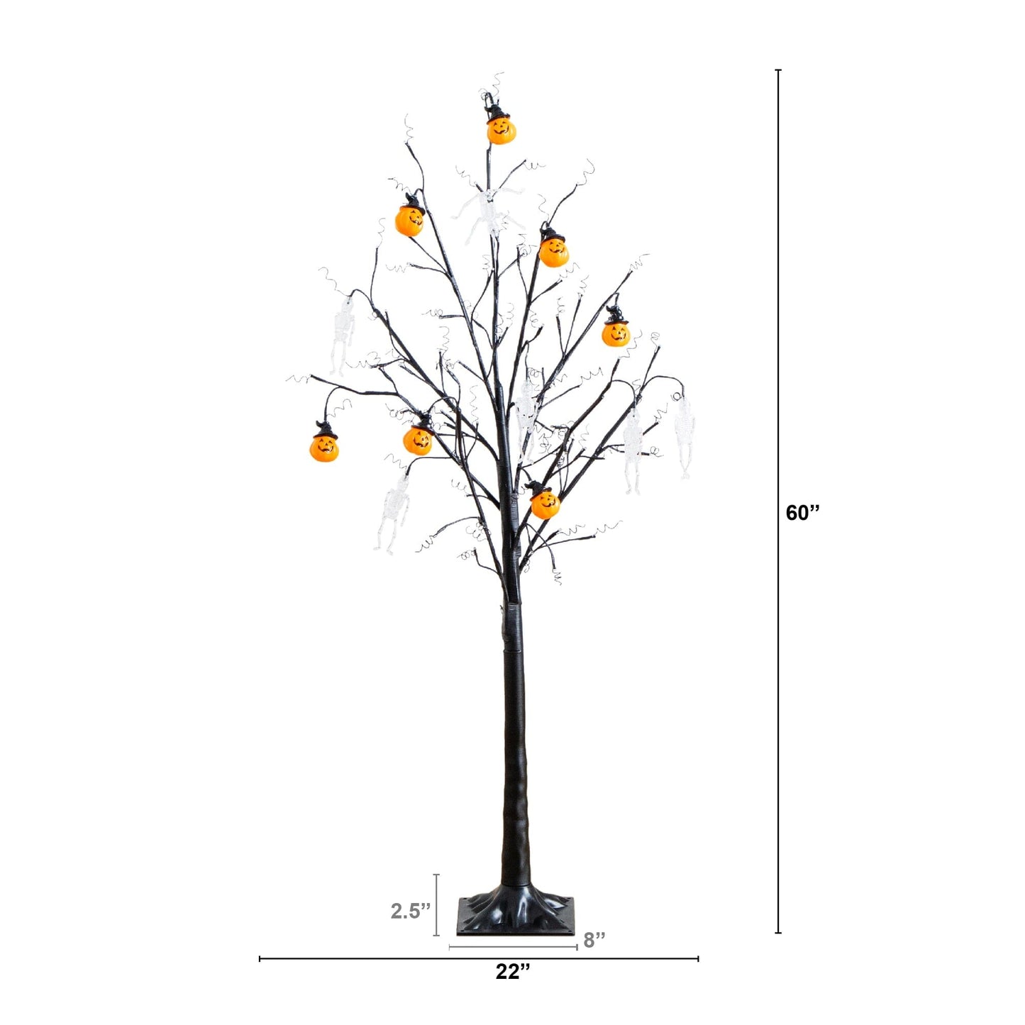 5' Pre-Lit Halloween Pumpkins and Skulls Ornament Tree with 72 warm white LEDs by Nearly Natural on Tampa Home & Garden Store