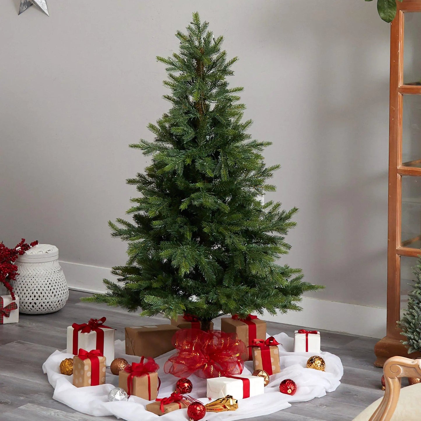 5 ft North Carolina Spruce Christmas Tree by Nearly Natural, artificial evergreen on Tampa Home & Garden Store