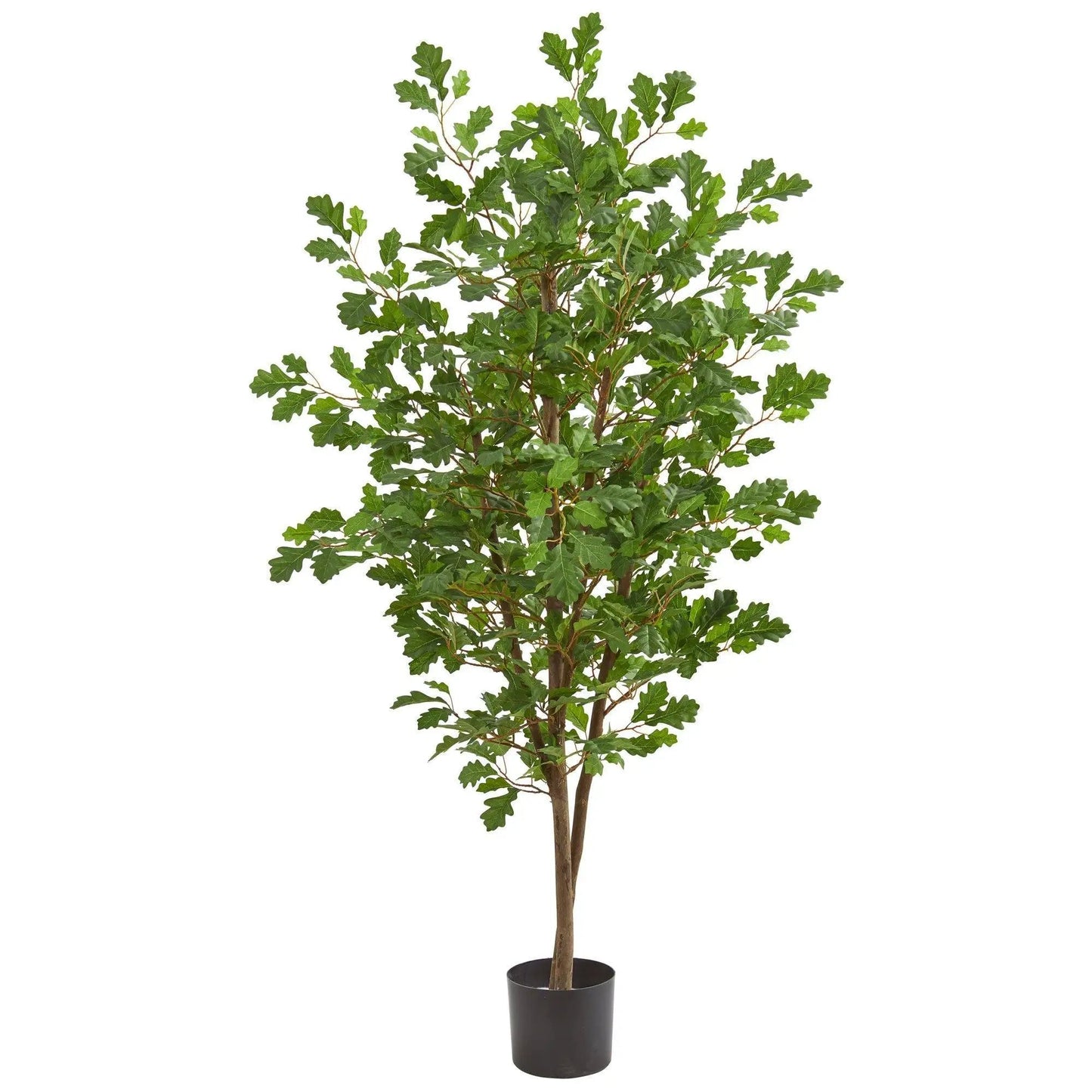 Five Foot Oak Artificial Tree with green leaves in a black planter by Nearly Natural on Tampa Home & Garden Store