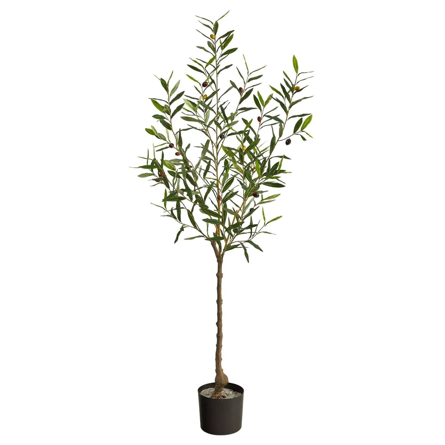 Olive artificial tree, 5 ft indoor use Nearly Natural with green leaves and olives in pot on Tampa Home & Garden Store