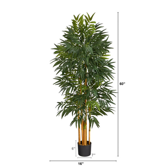 Phoenix Palm Artificial Tree with Natural Trunk by Nearly Natural, 60-inch tall, black pot on Tampa Home & Garden Store