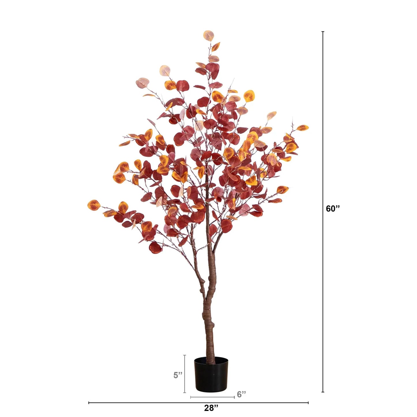 5’ Pre-Lit Autumn Eucalyptus Artificial Fall Tree with 220 Warm White LED Lights - Tampa Home & Garden Store