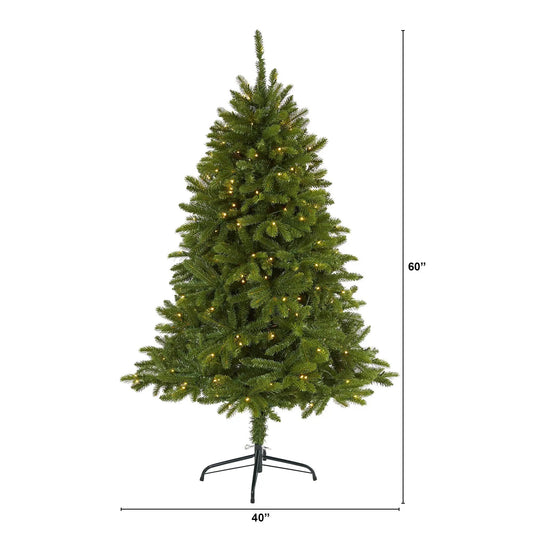 Sierra Spruce artificial Christmas tree with LED lights, 60in tall, green on metal stand on Tampa Home & Garden Store
