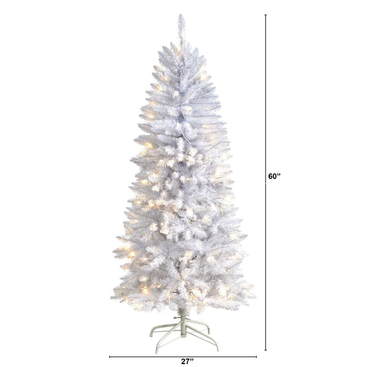 5’ Slim White Artificial Christmas Tree Nearly Natural with 150 warm white LED lights on Tampa Home & Garden Store