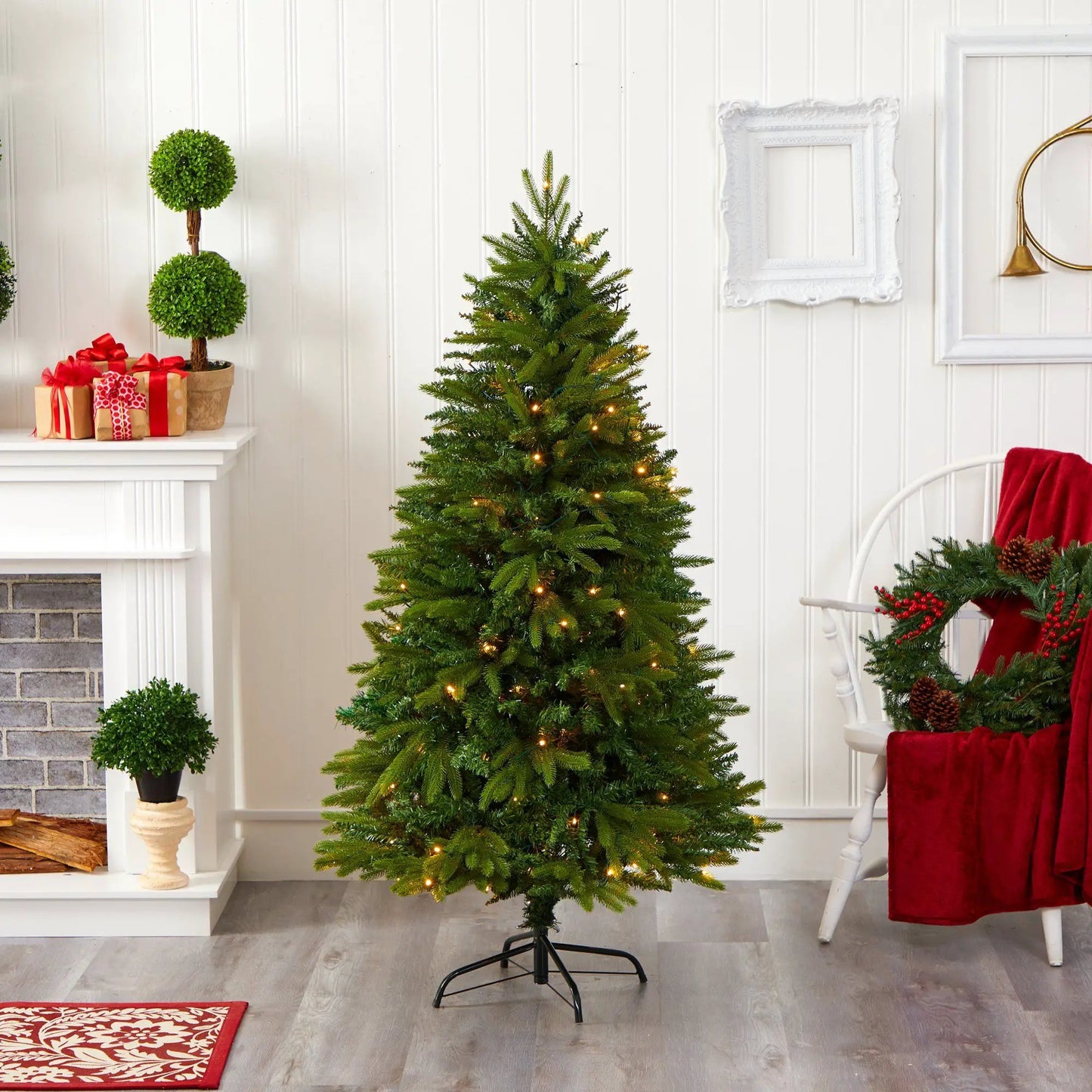 Sun Valley Fir Christmas Tree with 200 clear LED lights by Nearly Natural on Tampa Home & Garden Store