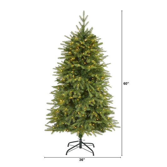 Vancouver Fir Artificial Christmas Tree green needles, Nearly Natural, 60in, 350 clear LED lights on Tampa Home & Garden Store