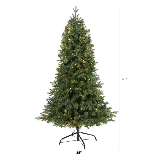 Vermont Fir 5ft artificial Christmas tree with LED lights by Nearly Natural on Tampa Home & Garden Store
