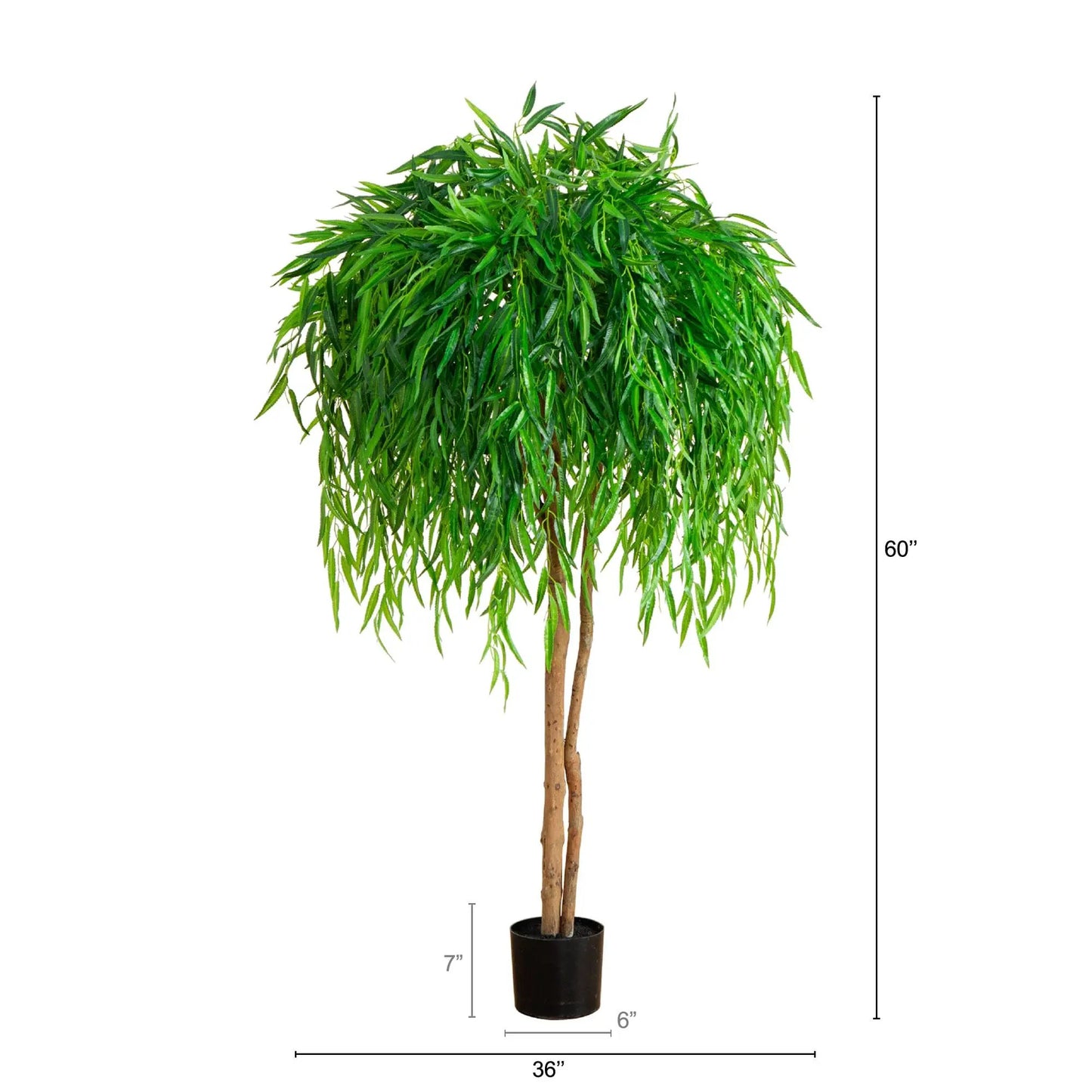 5 ft willow artificial tree with real-touch leaves in a black pot on Tampa Home & Garden Store