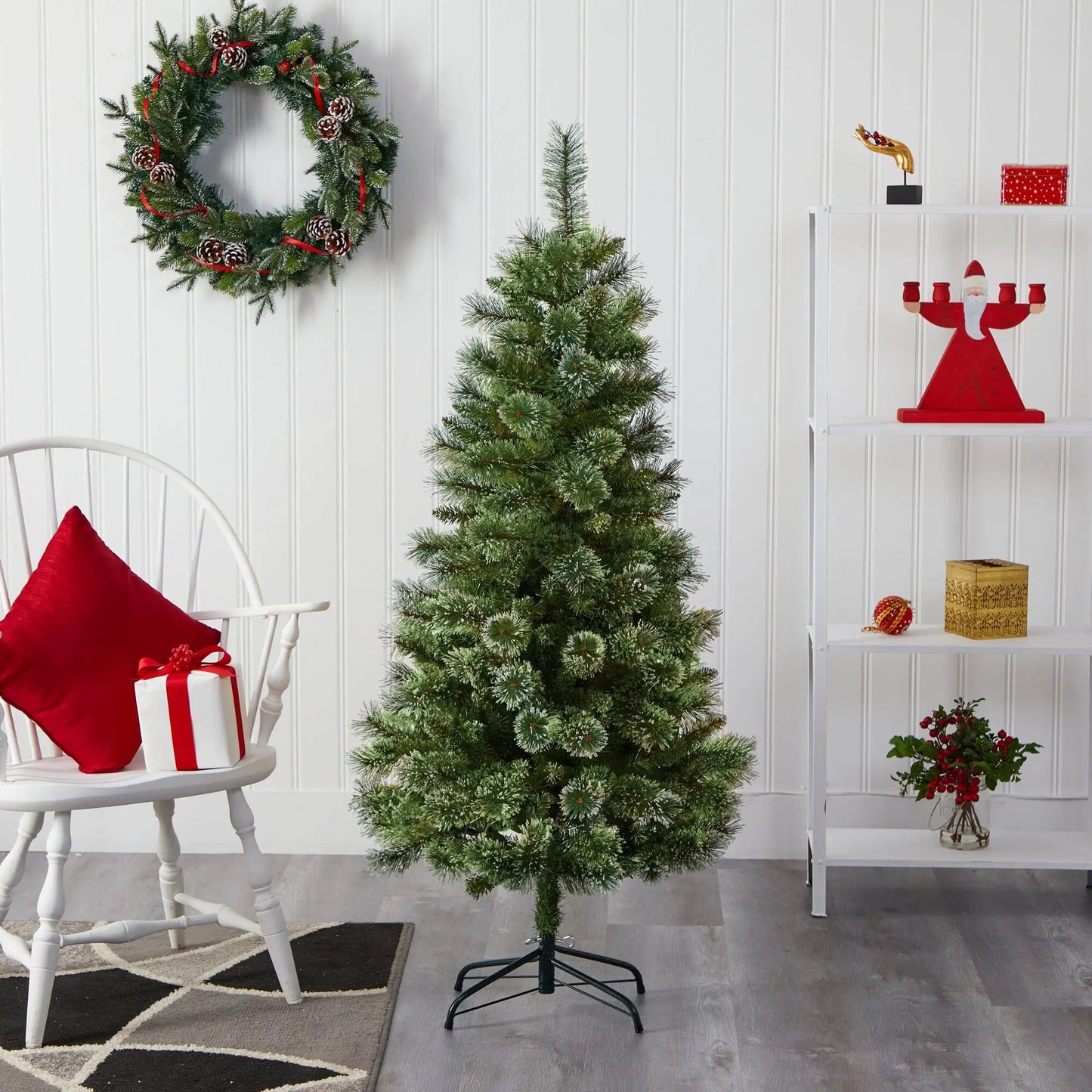 5’ Wisconsin Slim Snow Tip Pine Artificial Christmas Tree with 298 Bendable Branches - Tampa Home & Garden Store