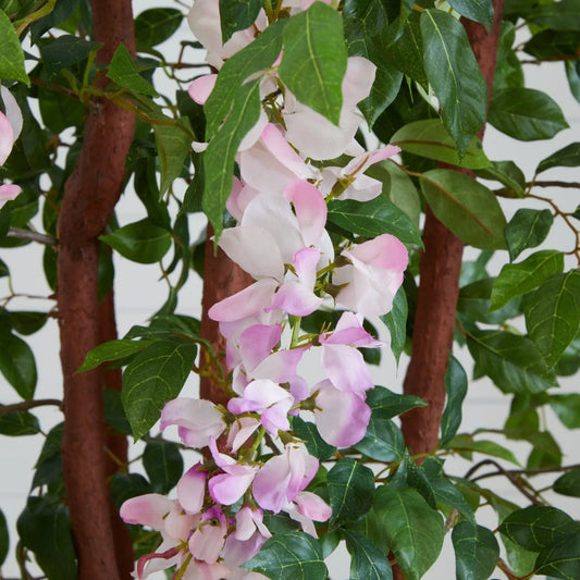 Wisteria Silk Tree with Blooming Clusters, pink blossoms and green leaves Nearly Natural on Tampa Home & Garden Store