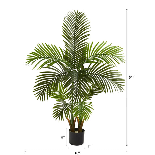 Areca Palm Artificial Tree 54 Inch Tall in black pot Nearly Natural indoor plant on Tampa Home & Garden Store