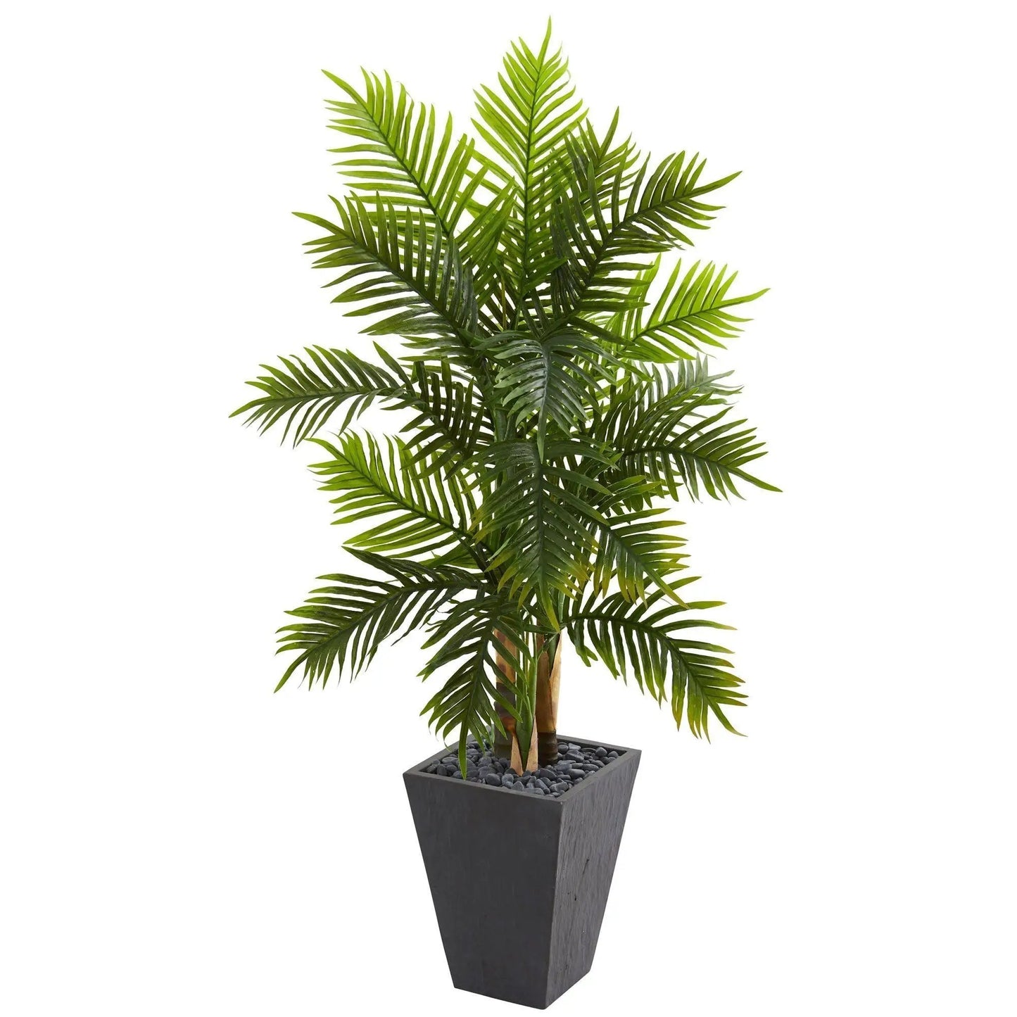5 ft Areca Palm Artificial Tree in Slate Planter with stones by Nearly Natural on Tampa Home & Garden Store