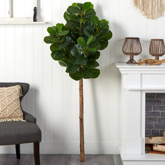 Artificial fiddle leaf tree by Nearly Natural, green leaves, 5.5 ft tall, no pot on Tampa Home & Garden Store