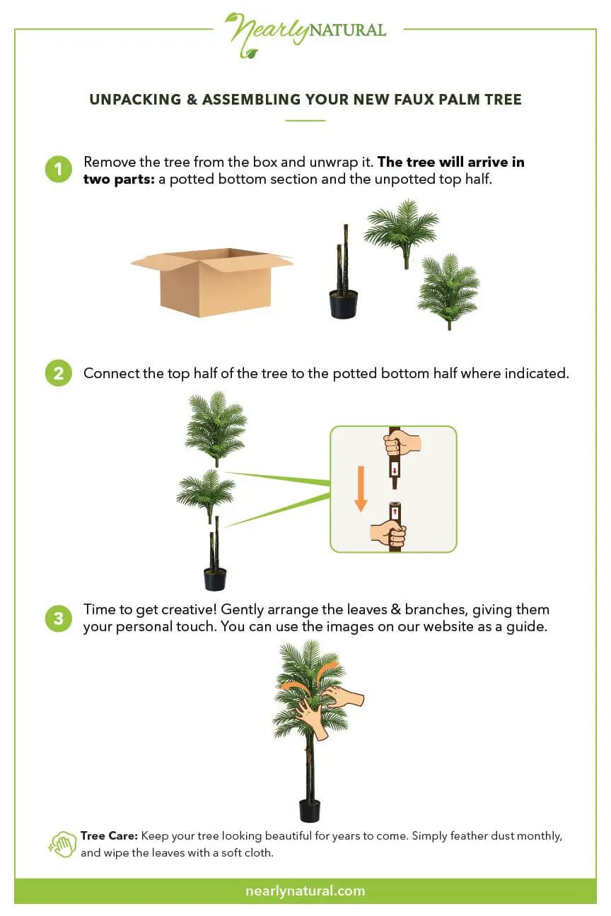 5.5 ft double Robellini palm tree UV resistant by Nearly Natural; unpacking & assembling on Tampa Home & Garden Store
