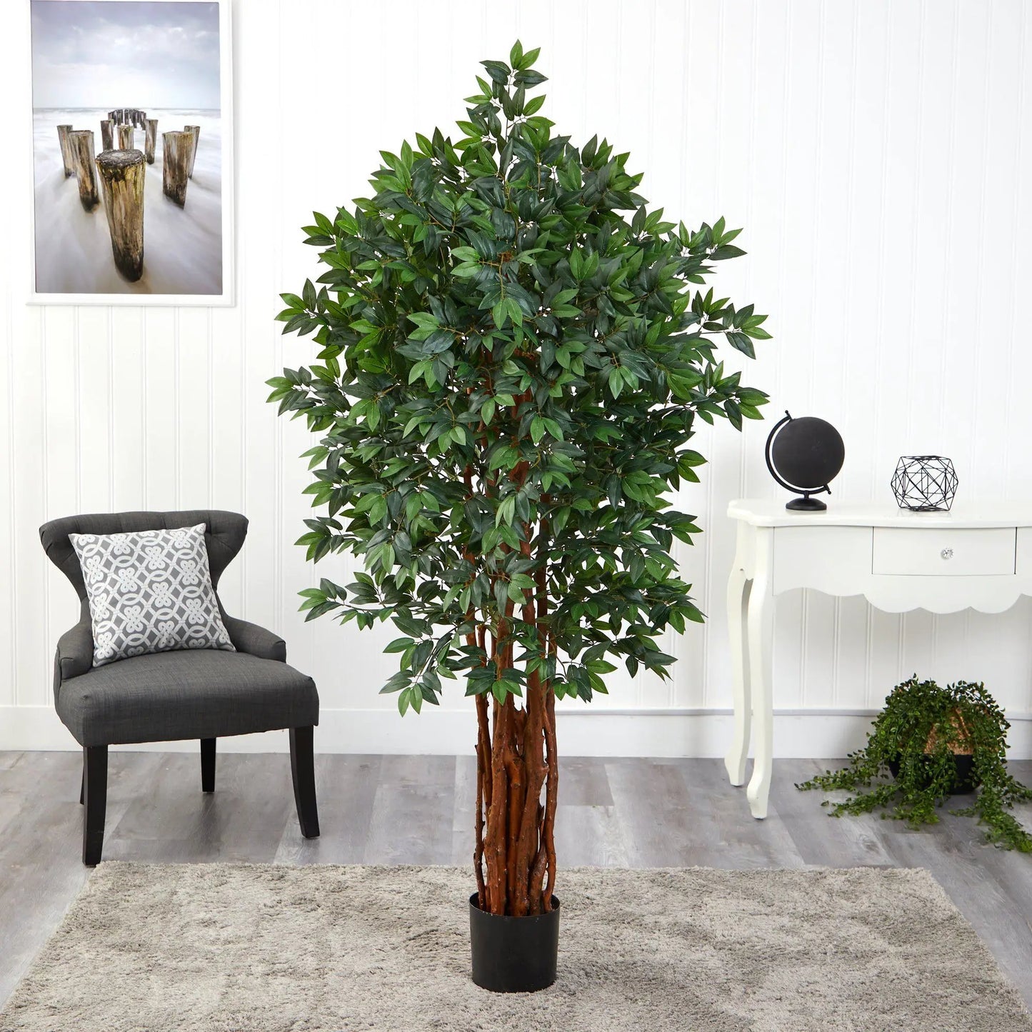 Lychee artificial tree 5.5 ft with natural trunk and lush green foliage by Nearly Natural on Tampa Home & Garden Store