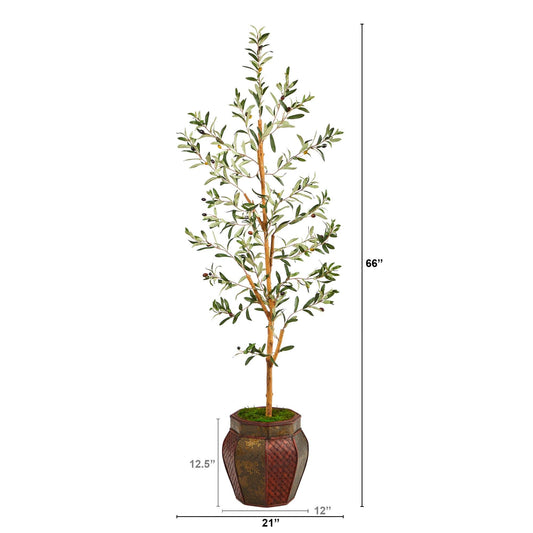 5.5’ Olive Artificial Tree in Decorative Planter - Tampa Home & Garden Store