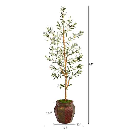 Nearly Natural Olive Artificial Tree in Decorative Planter, 66-inch tall on Tampa Home & Garden Store