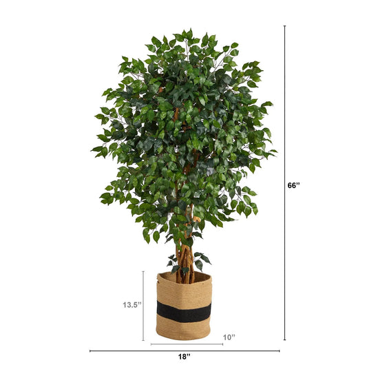 Palace Ficus artificial tree in cotton planter with lush green leaves Nearly Natural on Tampa Home & Garden Store