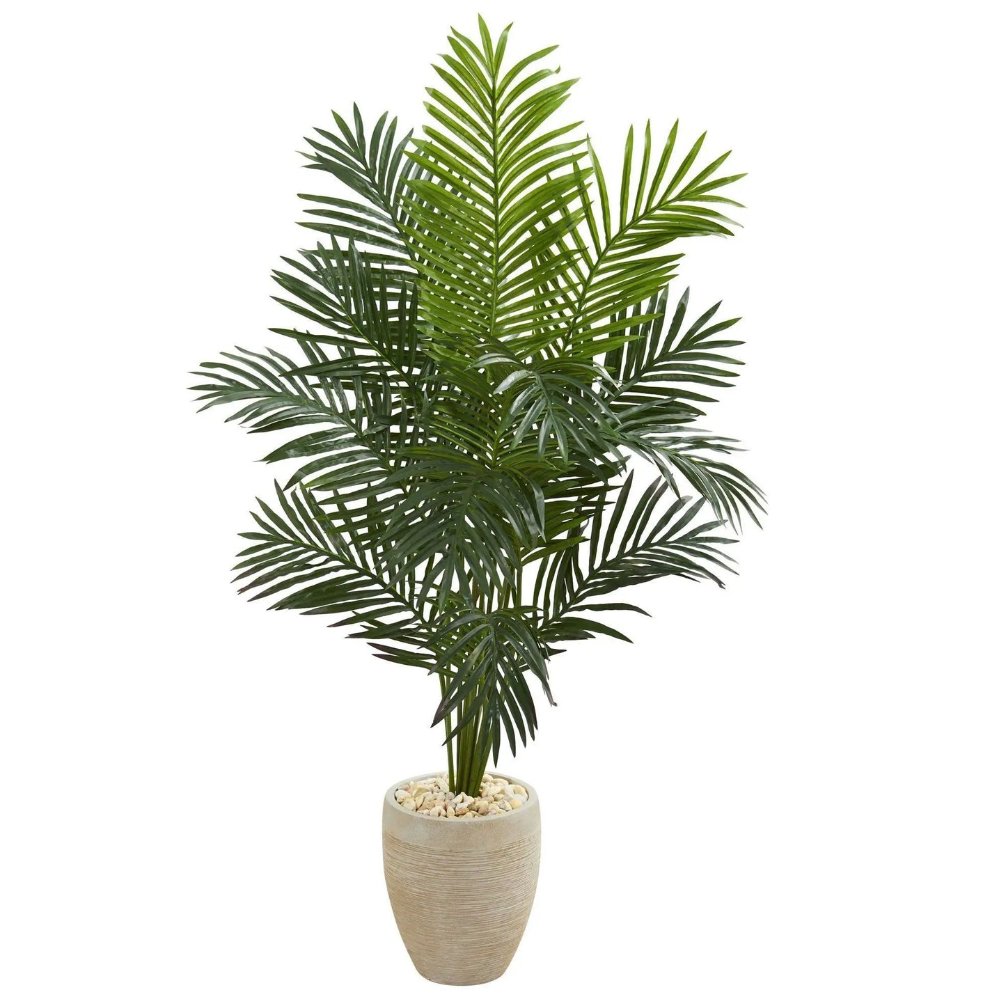 Paradise artificial palm tree in sand-colored planter with pebbles Nearly Natural on Tampa Home & Garden Store
