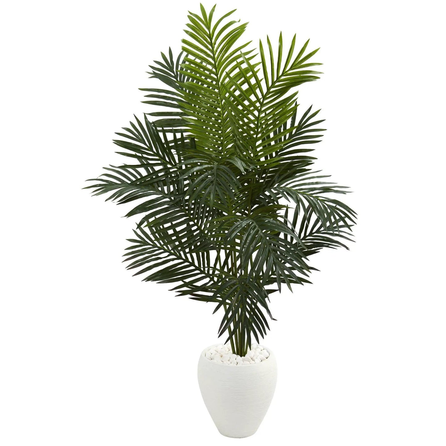 5.5-Foot Paradise Artificial Palm Tree in White Planter with white stones by Nearly Natural on Tampa Home & Garden Store
