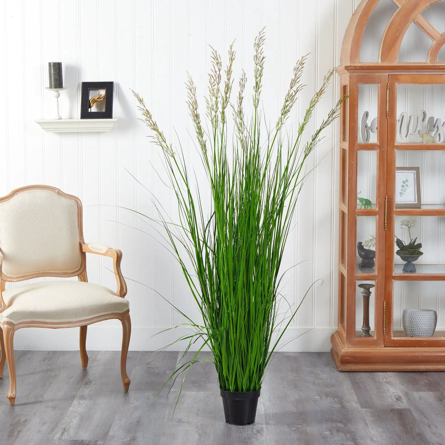 Nearly Natural 5.5 ft artificial plum grass plant in black pot on Tampa Home & Garden Store