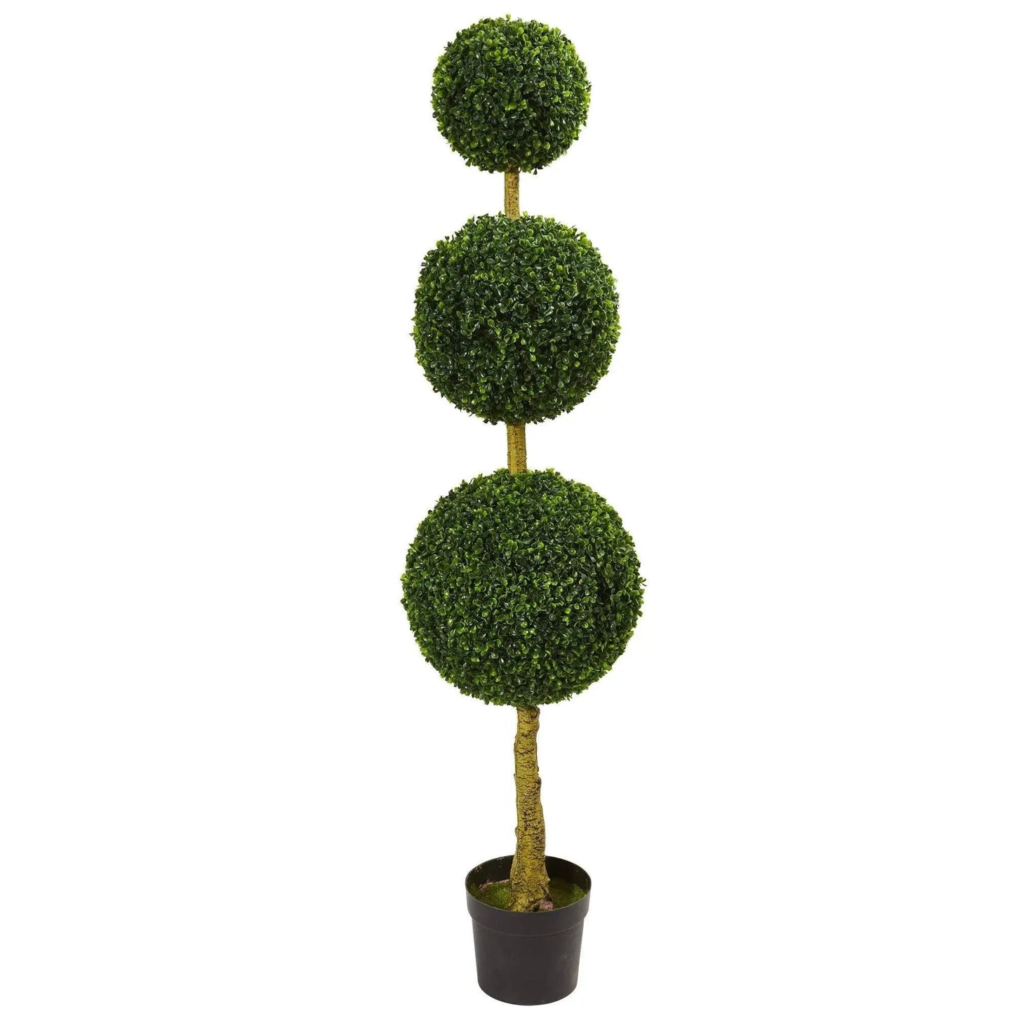 Nearly Natural 5.5 ft triple-ball boxwood topiary tree UV resistant in black pot on Tampa Home & Garden Store