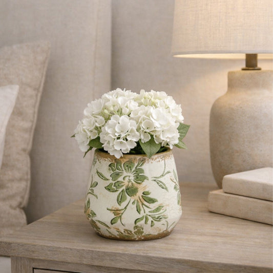 5.5” Tuscan Ceramic Green Scroll Planter - Tampa Home & Garden Store